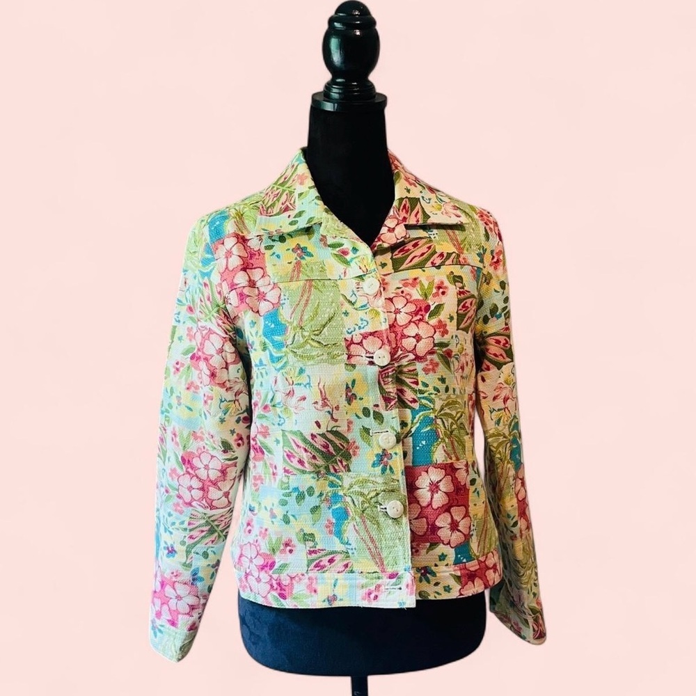 Coldwater Creek Pastel Bright Spring Color Floral Jacket PS